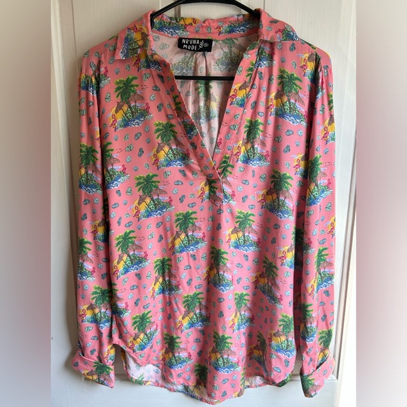 Nrvna Mode Hawaiian Shirt / Blouse - Small - Beach Vibes - Tropical - Picture 2 of 6